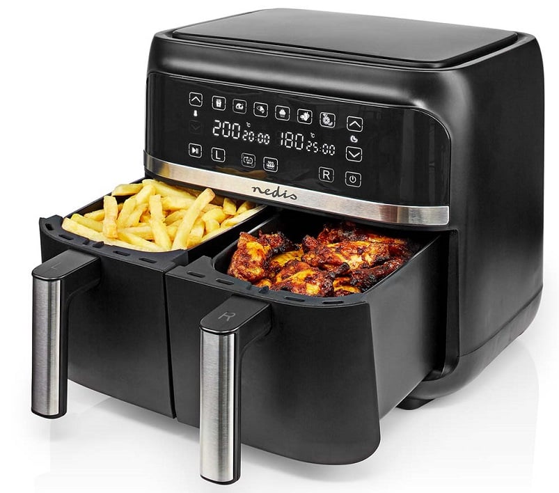 Fritadeira Elétrica a Ar 2x 3,8L 2850W Digital (Preto) - NEDIS