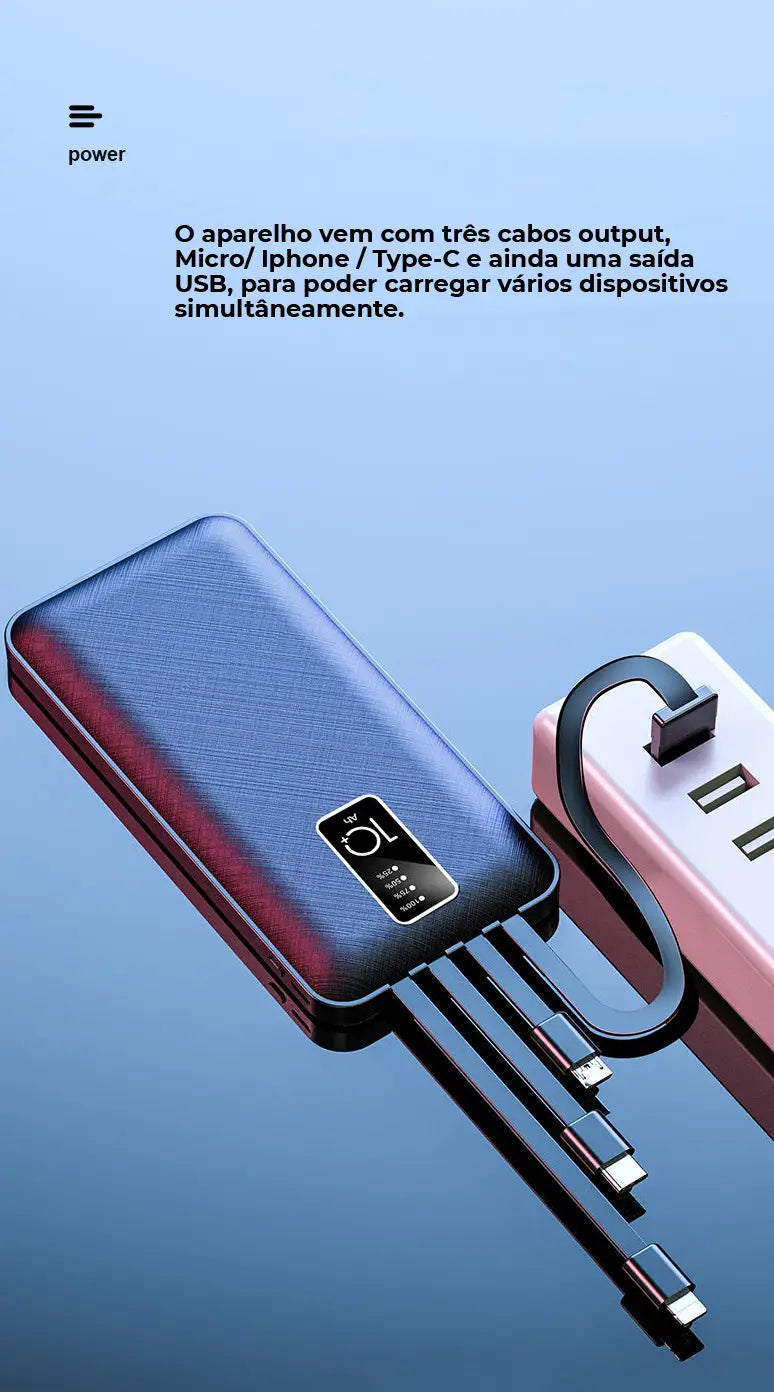 Esta Carregador Portátil Power bank de 10000 mAh irá salvá-lo de ficar sem bateria em momentos importantes