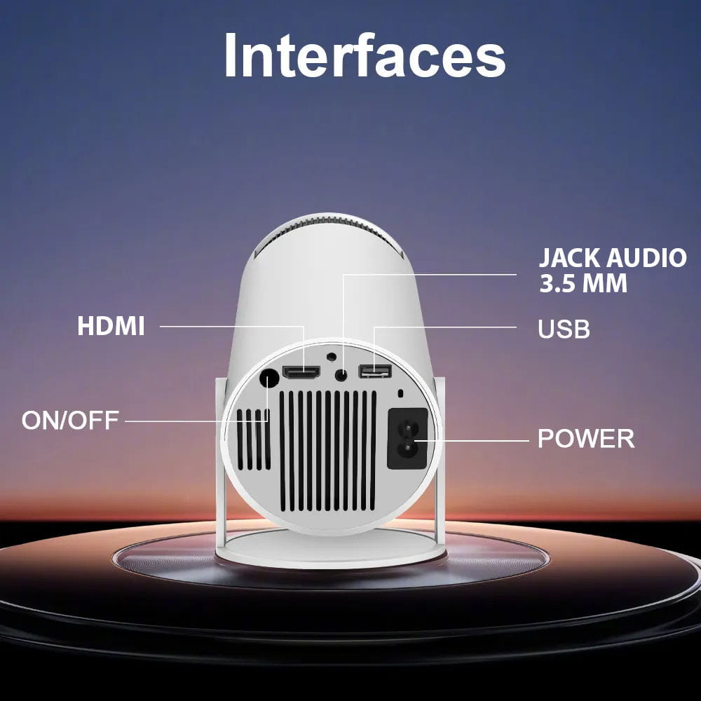 Portátil e fácil de transportar, este mini projetor portátil 4k, é o companheiro perfeito para atividades ao ar livre, negócios e entretenimento caseiro.