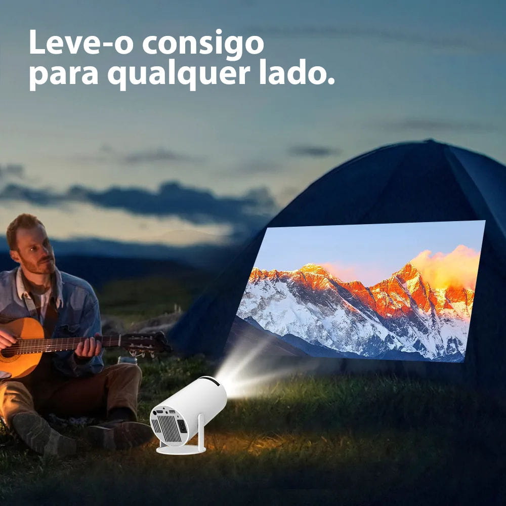 Portátil e fácil de transportar, este mini projetor portátil 4k, é o companheiro perfeito para atividades ao ar livre, negócios e entretenimento caseiro.