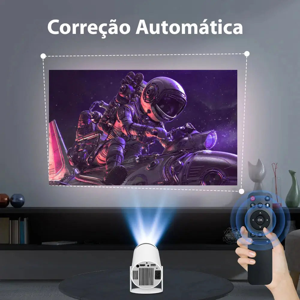 Portátil e fácil de transportar, este mini projetor portátil 4k, é o companheiro perfeito para atividades ao ar livre, negócios e entretenimento caseiro.