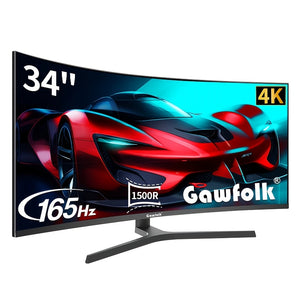 Monitor Gawfolk de 34 Polegadas UWQHD  Atualizado para 3440x1440P Tela Curva 1500R Taxa de Atualizao de 165Hz Altura Ajustvel  Giro Painel VA DisplayPortHDTV Compatvel com VESA