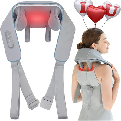 Almofada de Massagem de Tecido Profundo 8D com Aquecimento  Recarregvel por USB 1800mAh para Alvio de Pescoo Ombros Cintura  Costas  Inclui Massagem Quadrada Oblqua para Relaxamento Muscular de Todo o Corpo Controle por Fio 8 Ns Massageador